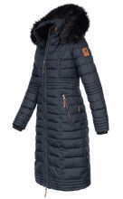 Navahoo Umay Damen lange Winterjacke mit Fellkragen Navy-Gr.L