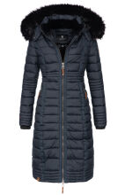 Navahoo Umay Damen lange Winterjacke mit Fellkragen Navy-Gr.XXL