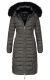 Navahoo Umay Damen lange Winterjacke mit Fellkragen Anthrazit-Gr.M