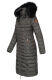 Navahoo Umay Damen lange Winterjacke mit Fellkragen Anthrazit-Gr.M