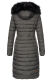 Navahoo Umay Damen lange Winterjacke mit Fellkragen Anthrazit-Gr.M