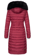 Navahoo Umay ladies long winter jacket with fur collar Bordeaux-Gr.S