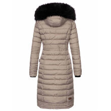 Navahoo Umay Damen lange Winterjacke mit Fellkragen Taupe-Gr.S