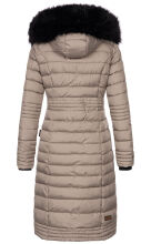 Navahoo Umay Damen lange Winterjacke mit Fellkragen Taupe-Gr.M