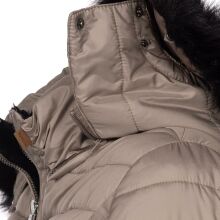 Navahoo Umay Damen lange Winterjacke mit Fellkragen Taupe-Gr.M