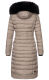 Navahoo Umay Damen lange Winterjacke mit Fellkragen Taupe-Gr.M