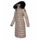 Navahoo Umay Damen lange Winterjacke mit Fellkragen Taupe-Gr.M