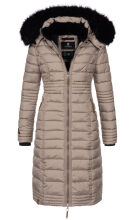 Navahoo Umay Damen lange Winterjacke mit Fellkragen Taupe-Gr.XL