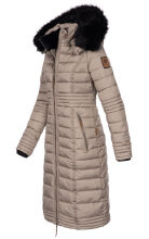 Navahoo Umay Damen lange Winterjacke mit Fellkragen Taupe-Gr.XL