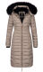 Navahoo Umay Damen lange Winterjacke mit Fellkragen Taupe-Gr.XL