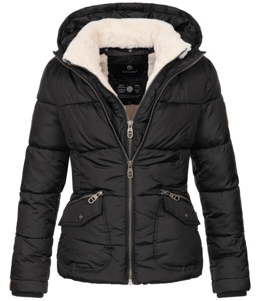 Navahoo Megan ladies winter hooded quilted jacket Schwarz-Gr.S