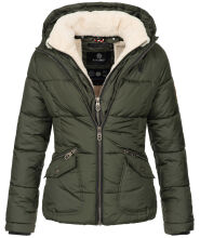 Navahoo Megan ladies winter hooded quilted jacket Olive-Gr.XS