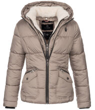 Navahoo Megan Damen Winter Steppacke mit Kapuze Taupe-Gr.XL