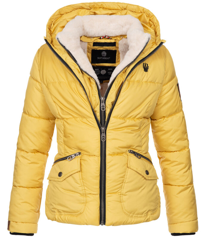 Navahoo Megan Damen Winter Steppacke mit Kapuze Gelb-Gr.XXL