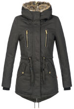 Navahoo Diamond lange Damen Winterjacke mit Teddyfell Anthrazit Größe S - Gr. 36