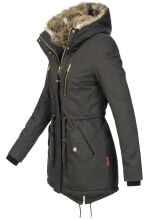 Navahoo Diamond lange Damen Winterjacke mit Teddyfell Anthrazit Größe S - Gr. 36