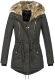 Navahoo Diamond lange Damen Winterjacke mit Teddyfell Anthrazit Größe S - Gr. 36