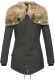 Navahoo Diamond lange Damen Winterjacke mit Teddyfell Anthrazit Größe S - Gr. 36