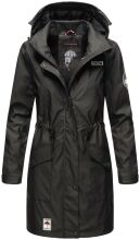 Navahoo Deike Damen Regenjacke Regenmantel lang Teddyfell Schwarz-Gr.XS