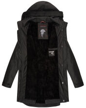 Navahoo Deike Damen Regenjacke Regenmantel lang Teddyfell Schwarz-Gr.S