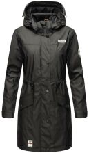 Navahoo Deike Damen Regenjacke Regenmantel lang Teddyfell Schwarz-Gr.XL