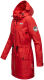 Navahoo Deike Damen Regenjacke Regenmantel lang Teddyfell Rot-Gr.S