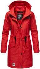 Navahoo Deike Damen Regenjacke Regenmantel lang Teddyfell Rot-Gr.XL
