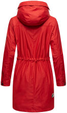Navahoo Deike Damen Regenjacke Regenmantel lang Teddyfell Rot-Gr.XL