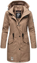 Navahoo Deike Damen Regenjacke Regenmantel lang Teddyfell Taupe-Gr.XS