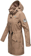 Navahoo Deike Damen Regenjacke Regenmantel lang Teddyfell Taupe-Gr.XL