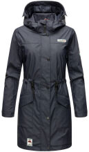 Navahoo Deike Damen Regenjacke Regenmantel lang Teddyfell Navy-Gr.M