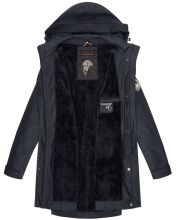 Navahoo Deike Damen Regenjacke Regenmantel lang Teddyfell Navy-Gr.M