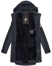 Navahoo Deike Damen Regenjacke Regenmantel lang Teddyfell Navy-Gr.XXL