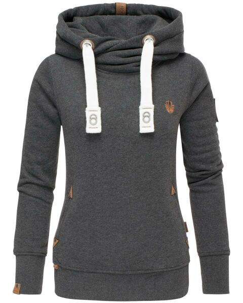 Navahoo Damen Sweatshirt Hoodie mit Kapuze Dunkelgrau Größe M - Gr. 38