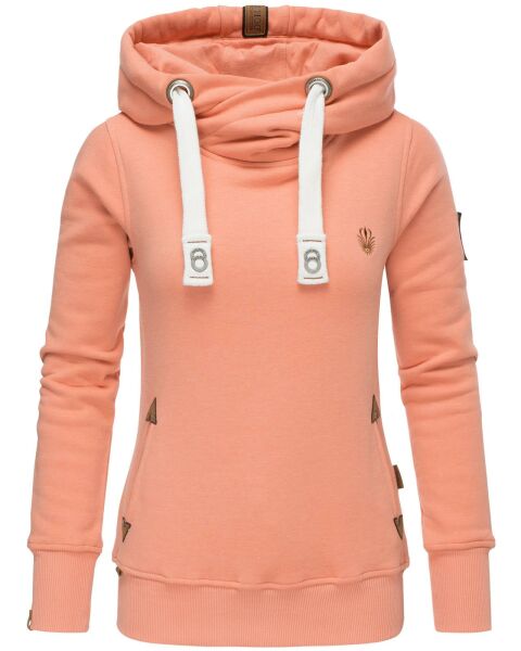 Navahoo Damen Sweatshirt Hoodie mit Kapuze Apricot Größe S - Gr. 36