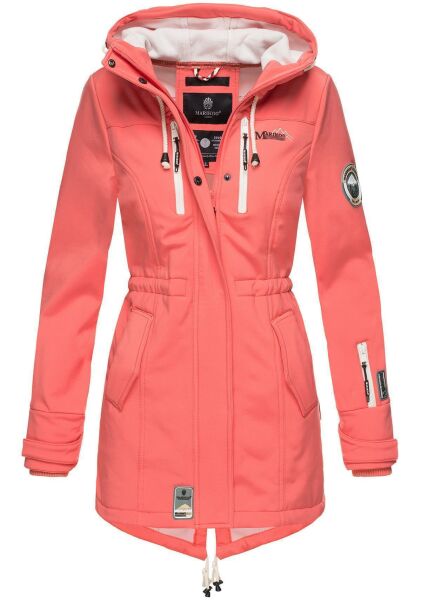 Marikoo Zimtzicke Damen lange Softshell Jacke B614 Coral Größe S - Gr. 36