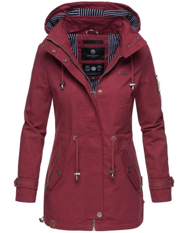 Marikoo Nyokoo Damen Herbst Fr&uuml;hling &Uuml;bergangsjacke Bordeaux-Gr.S