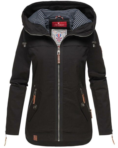 Navahoo Wekoo Damen Übergangsjacke mit Kapuze Schwarz  Größe XL - Gr. 42