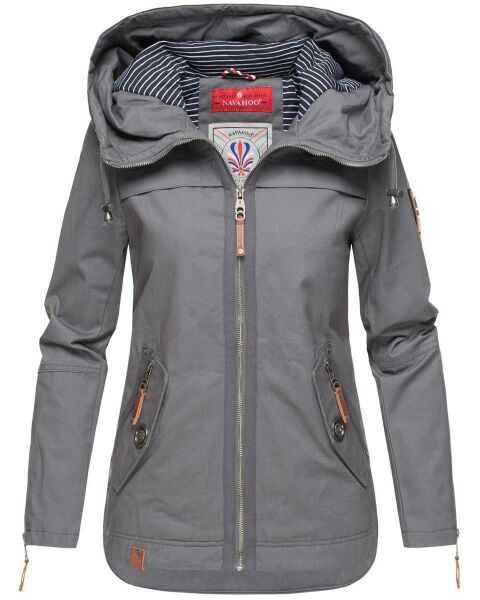 Navahoo Wekoo Damen Übergangsjacke mit Kapuze Anthrazit Größe S - Gr. 36