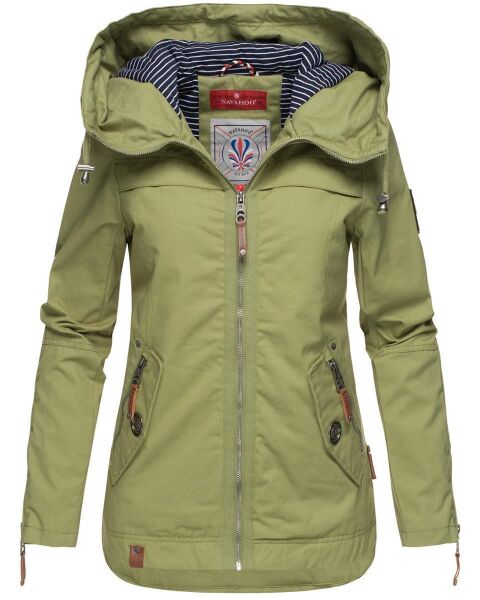 Navahoo Wekoo Damen Übergangsjacke mit Kapuze Grün Größe L - Gr. 40