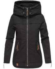 Navahoo Wekoo Damen Übergangsjacke mit Kapuze Schwarz Muster Größe XXL - Gr. 44