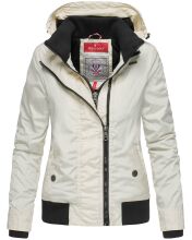Marikoo Luyuu Damen Herbstjacke Fr&uuml;hjahrsjacke mit Kapuze Creme-Gr.S