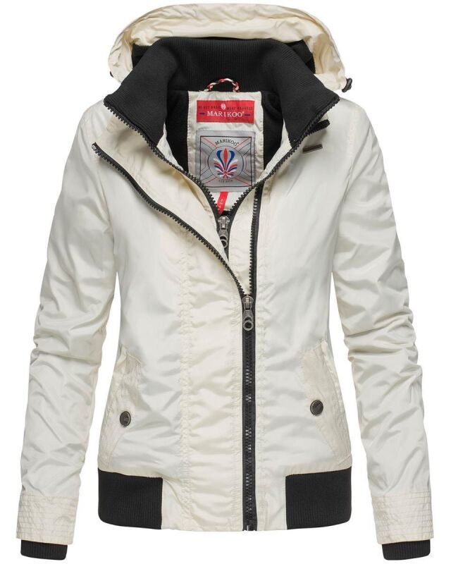 Marikoo Luyuu Damen Herbstjacke Fr&uuml;hjahrsjacke mit Kapuze Creme-Gr.L