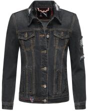 Navahoo Pamuyaa Damen Jeans Jacke Schwarz-Gr.L