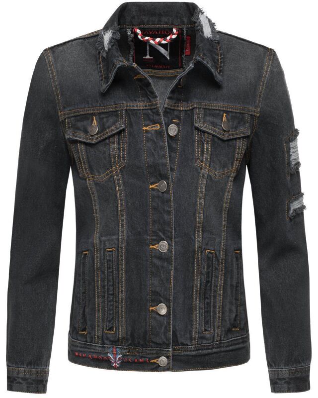 Navahoo Pamuyaa Damen Jeans Jacke Schwarz-Gr.XL
