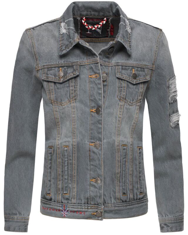 Navahoo Pamuyaa Damen Jeans Jacke Grau