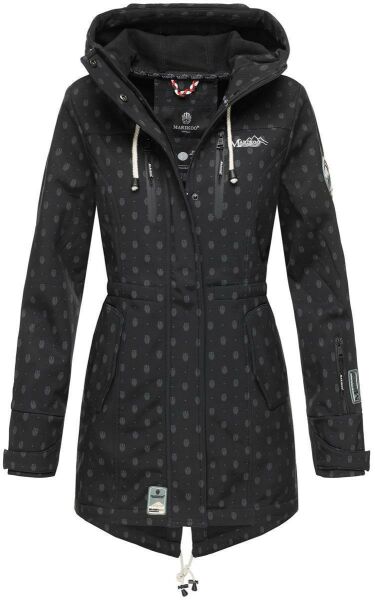 Marikoo Zimtzicke Damen lange Softshell Jacke B614 Schwarz Muster Größe M - Gr. 38