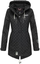 Marikoo Zimtzicke Damen lange Softshell Jacke B614 Schwarz Muster Größe M - Gr. 38