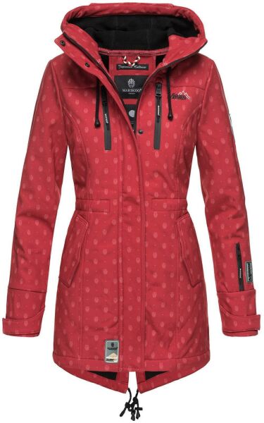 Marikoo Zimtzicke Damen lange Softshell Jacke B614 Rot Muster Größe M - Gr. 38