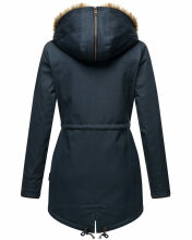 Navahoo Diamond lange Damen Winterjacke mit Teddyfell Navy Größe M - Gr. 38